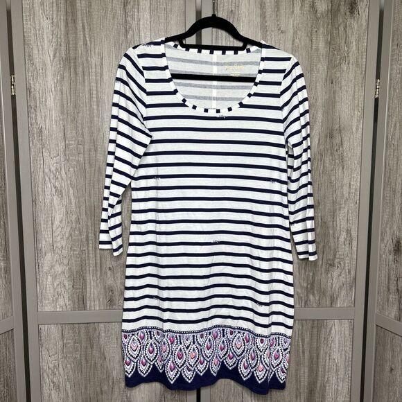 Lilly Pulitzer Shift Dress Short Scoop Neckline Resort Wear Striped Size Medium - Picture 1 of 6